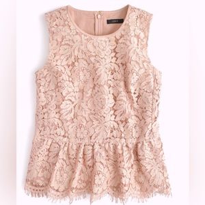 J.Crew Lace Peplum Top in Dark Beige